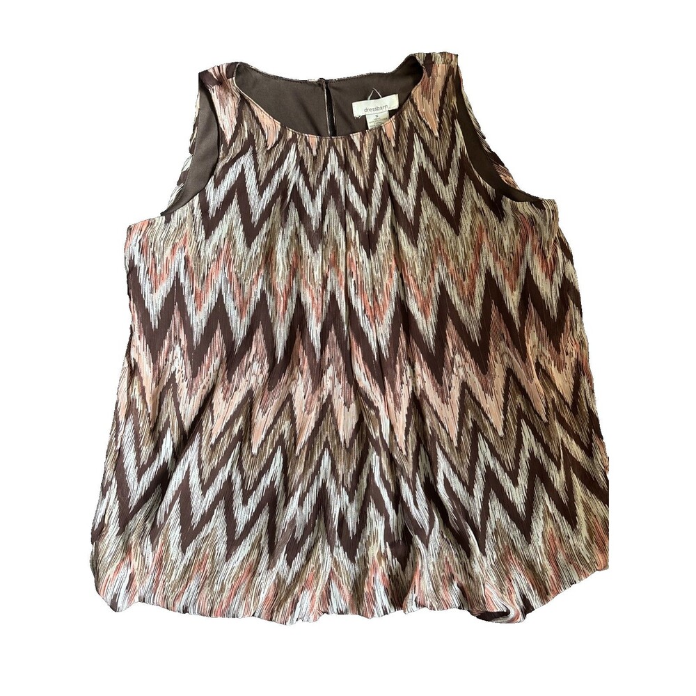 #90 Dressbarn Brown Orange Gold Sleeveless Blouse Womens S